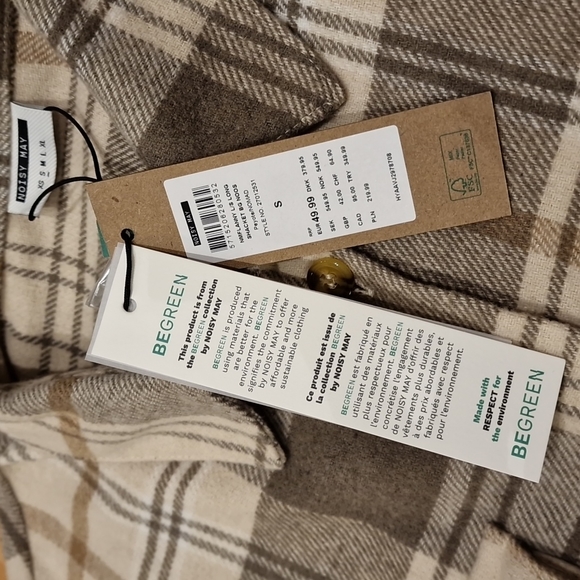 Noisy May Flannel Shacket Small - Beige - Picture 2 of 5